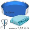 Liner per piscine circolari in lamiera di acciaio Ø 3,50 X h. 1,20 - colore AZZURRO- spessore 0,60 mm