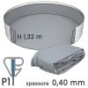 Liner per piscine circolari in lamiera di acciaio Ø 3,50 X h. 1,32 - colore GRIGIO- spessore 0,40 mm