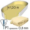 Liner per piscina a forma ovale 8,00 x 4,00 h.1,20 m SABBIA - attacco P1 - spessore 0,80 mm