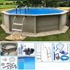 KIT Piscina cemento effetto legno NATURALIS decagonale Ø 4,93 x h 1,40 m con filtrazione a cartuccia