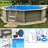 KIT Piscina cemento effetto legno NATURALIS decagonale Ø 4,93 x h 1,40 m con filtrazione a sabbia