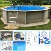 KIT Piscina cemento effetto legno NATURALIS decagonale Ø 4,93 x h 1,40 m con filtrazione a sabbia e locale tecnico