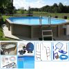 KIT Piscina cemento effetto Legno NATURALIS decagono allungato 6,35 x 4,72 h 1,28 m con filtrazione a sabbia