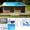 KIT Piscina cemento effetto legno NATURALIS quadrata 3,24 x 3,24 x h 1,28 m con filtrazione a cartuccia