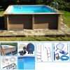 KIT Piscina cemento effetto legno NATURALIS quadrata 3,24 x 3,24 x h 1,28 m con filtrazione a sabbia