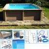 KIT Piscina cemento effetto legno NATURALIS quadrata 3,24 x 3,24 x h 1,28 m con filtrazione a sabbia e locale tecnico
