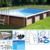 KIT Piscina cemento effetto legno NATURALIS rettangolare 7,50 x 3,24 x h 1,28 m con filtrazione a cartuccia
