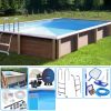 KIT Piscina cemento effetto legno NATURALIS rettangolare 7,50 x 3,24 x h 1,28 m con filtrazione a sabbia