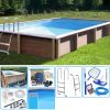 KIT Piscina cemento effetto legno NATURALIS rettangolare 7,50 x 3,24 x h 1,28 m con filtrazione a sabbia e locale tecnico