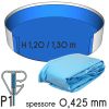Liner Ø 3,60 m per piscina a forma circolare h.1,20/1,32 m - colore AZZURRO - spessore 0,425 mm
