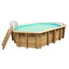 Piscina in legno ottagonale NorthWood 490 - 4,90 x 3,00 h1,20 m - Liner BEIGE