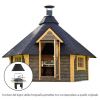 Casetta in legno AURA da esterno 3,9 x 4,4 x h 3,5 m con BARBECUE VIKING