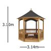 Gazebo in legno Brompton GRANDE 3,14 x 2,72 x h 3,10 m - Tetto rivestito con guaina Nera