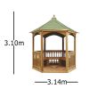 Gazebo in legno Brompton GRANDE 3,14 x 2,72 x h 3,10 m - Tetto rivestito con guaina Verde