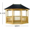 Gazebo in legno Brompton Pavilion GRANDE 4,03 x 3,08 x h. 3,10 m - Tetto rivestito con guaina Nera