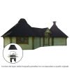 Casetta in legno CIBELE da esterno 9,3 x 4,4 x h 3,2 m con BARBECUE VIKING