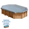 Copertura invernale 6,75 x 3,75 m per piscina ottagonale in legno Gre di 6,32 x 3,35 m.