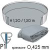 Liner Ø 3,60 m per piscina a forma circolare h.1,20/1,32 m - colore ANTRACITE - spessore 0,425 mm