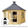 Casetta in legno MINERVA da giardino Ø 4,5 x h 3,4 m con BARBECUE LUXURY