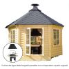 Casetta in legno MINERVA da giardino Ø 4,5 x h 3,4 m con BARBECUE VIKING