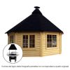 Casetta in legno NEFELE da giardino Ø 5,1 x h 3,8 m con BARBECUE LUXURY