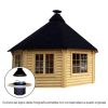Casetta in legno NEFELE da giardino Ø 5,1 x h 3,8 m con BARBECUE STANDARD