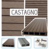 Listone in legno composito WPC BAMBOO Classic Double Face 220 x 14 x 2,5 cm con KIT di installazione - colore CASTAGNO