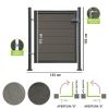 Cancello pedonale largo 133 cm con colonne in alluminio h. 150 cm e doghe in WPC 
