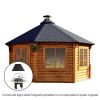 Casetta in legno SELENE da giardino Ø 5,6 x h 3,9 m con BARBECUE VIKING