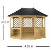 Gazebo in legno Winchester GRANDE 4,03 x 3,08 x h. 3,10 m - Tetto rivestito con guaina Nera