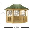 Gazebo in legno Winchester GRANDE 4,03 x 3,08 x h. 3,10 m - Tetto rivestito con guaina Verde