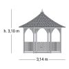 Gazebo in legno Vivaldi  GRANDE 3,14 x 2,72 x h 3,10 m
